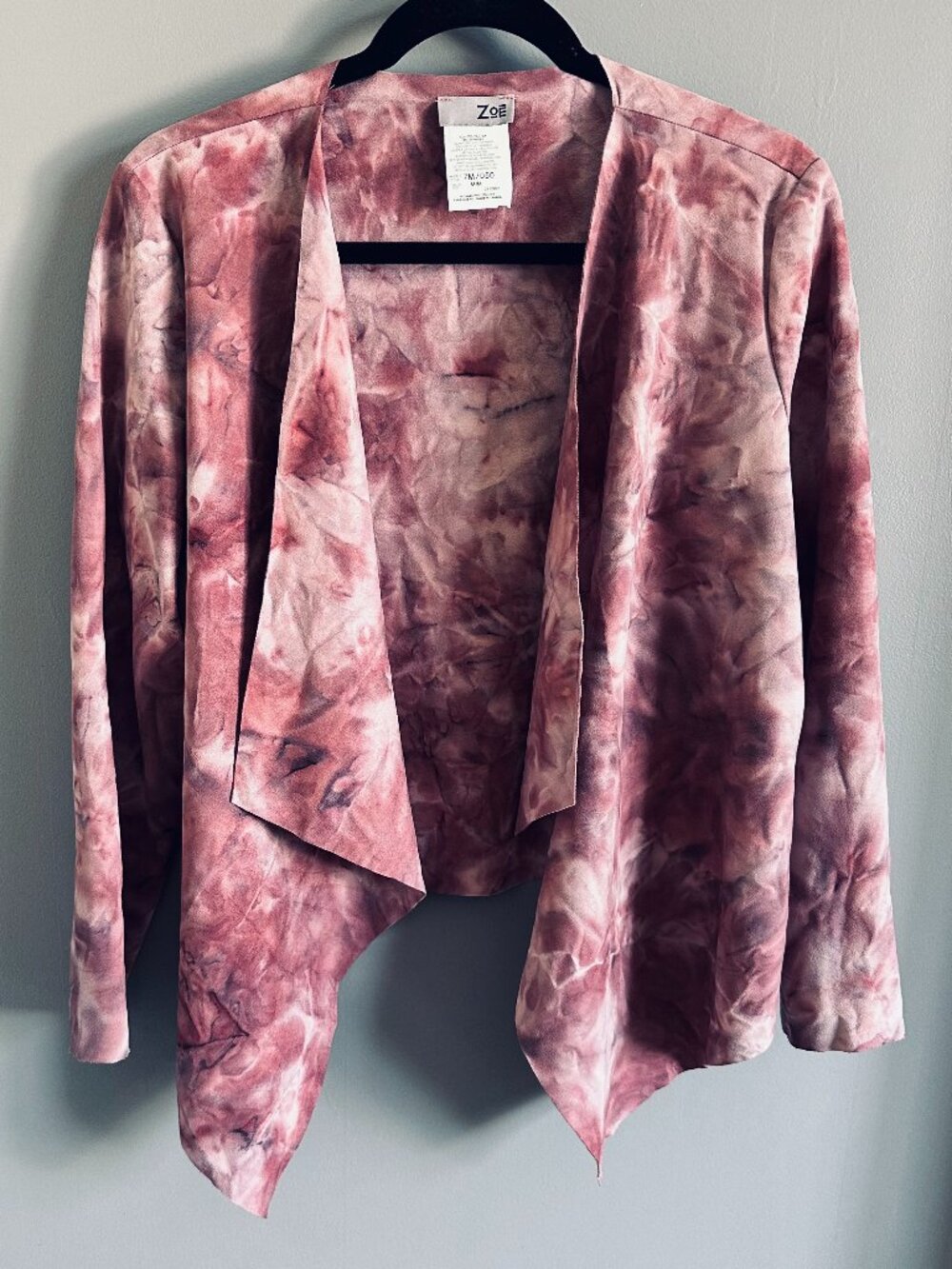 Zoe Michael Phillips Faux Suede Pink tie died short blazer Women's Sz M Like new